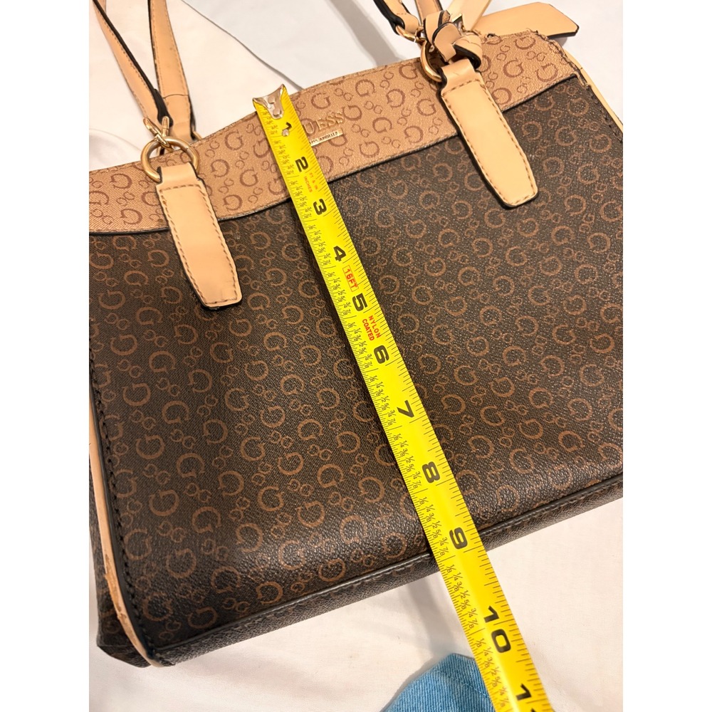 Guess Los Angeles Brown Satchel Handbag with Gold Logo design and details purse - Picture 13 of 14